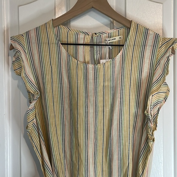 NWT Marine Layer | Beachy Stripe Laney Tiered Minidress Size XL Tencel/Linen - Picture 5 of 11
